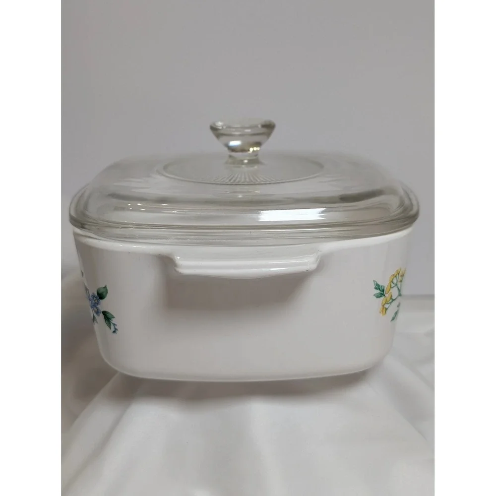 Vintage Corning Ware My Garden Casserole Dish A-1.5-B Pyrex Lid A7C Bakeware